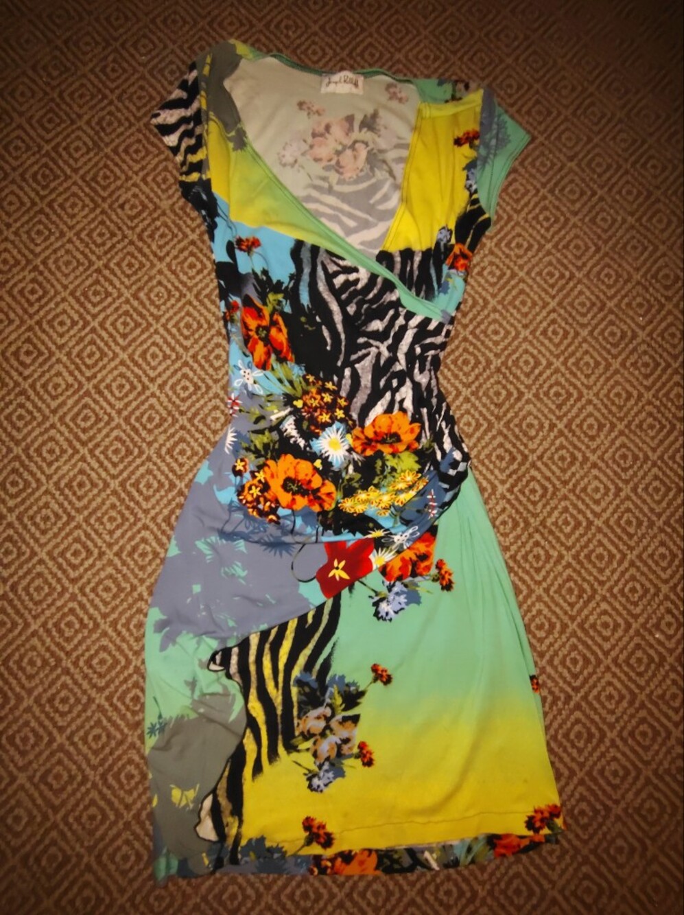 Floral Zebra Wrap Style Dress Vingage Joseph Ribkoff